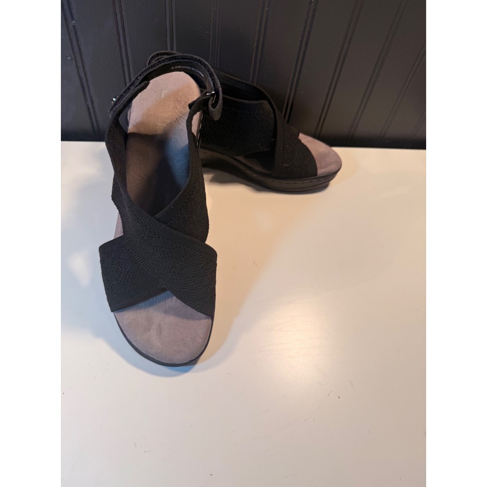 JBU Jambu Alyssa Black Knit Wedge Sandals Slingback Memory Foam B3ALA01 9.5M